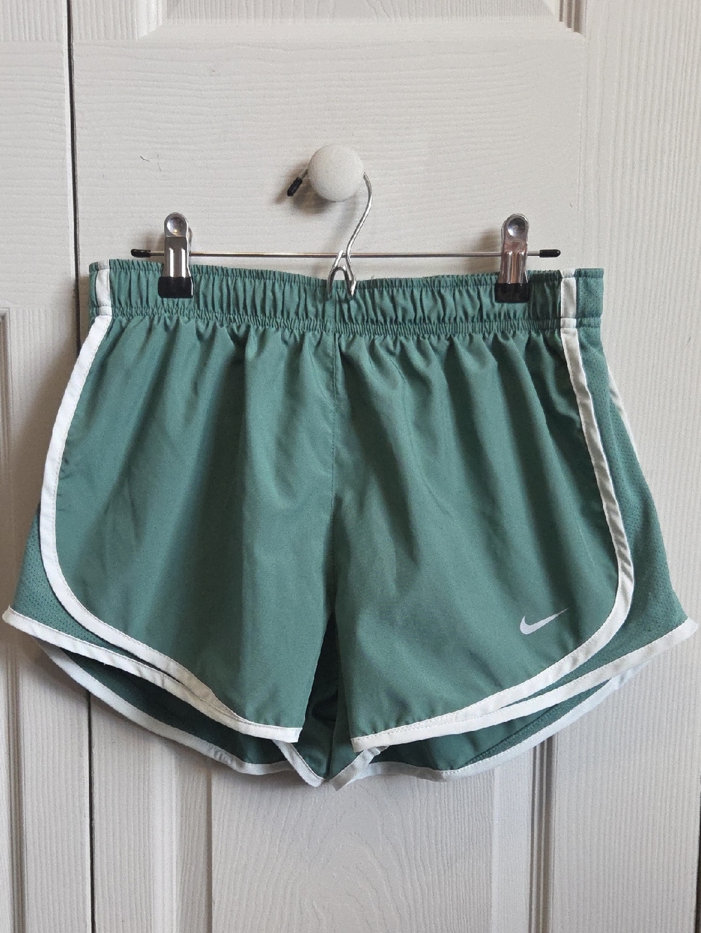 Nike Women’s Sage Green Athletic Shorts with White Trim
